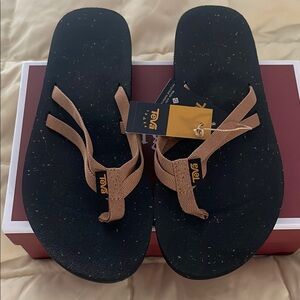 Teva Black and Tan Flip Flops